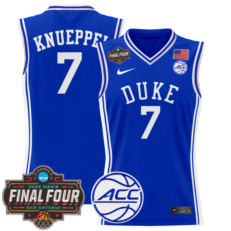 Men Duke Blue Devils #7 Knueppel blue 2025 Final Four Patch NCAA Jersey->ncaa teams->NCAA Jersey